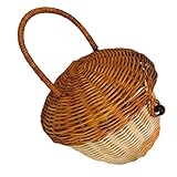 Panier à goûter en rotin tressé : ce panier avec poignée et couvercle peut également servir d'objet décoratif de bureau, répondant ainsi à vos différents besoins