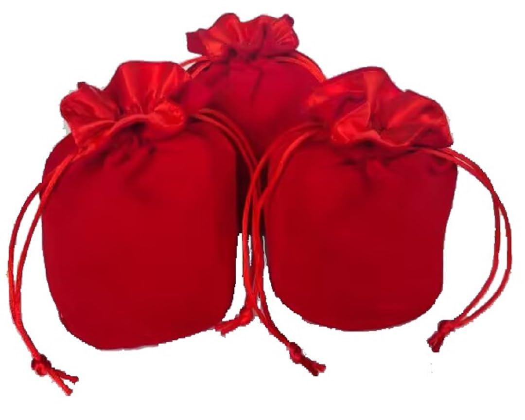 zmgmsmh Drawstring Dice Bag Chess bag small pouch hold chess pieces velvet Fabric Dice Pouch cosplay coin pouch Velvet Jewelry Bag Red/Grey/Black (3, Red)