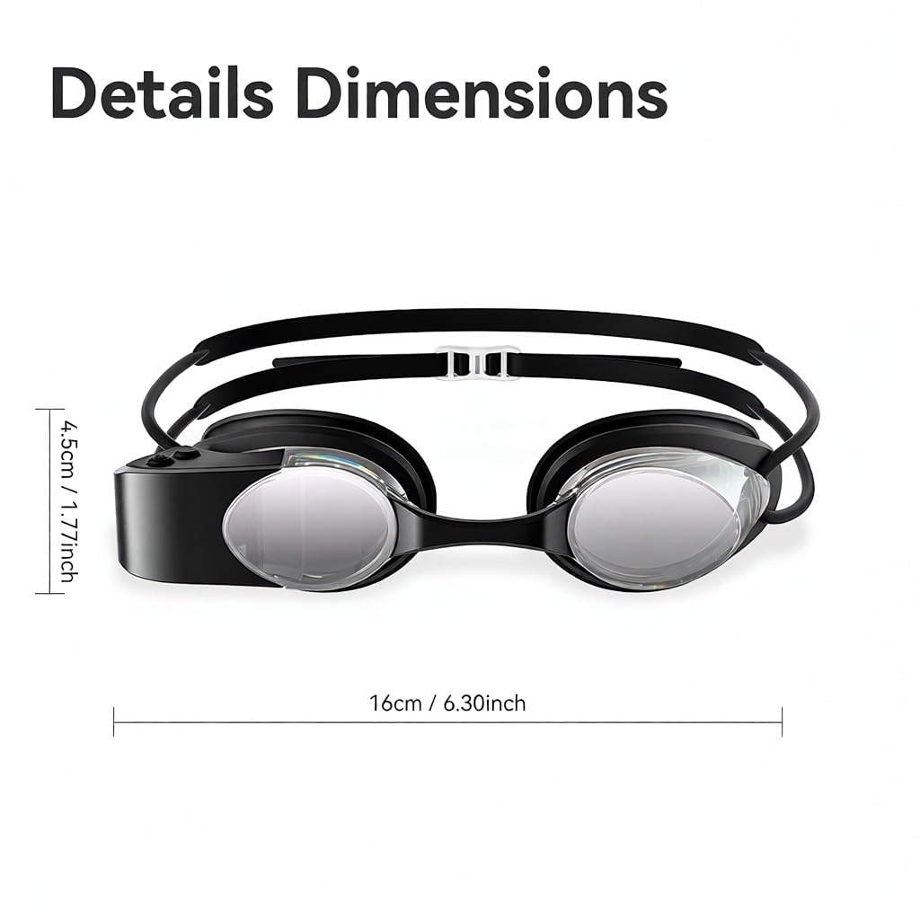 Occhialini da nuoto AR con fitness integrato IPX8 lenti -condensa e - graffi coaching basato su intelligenza artificiale visualizzazione dati in tempo reale tramite OLED trasparente compatibili l app