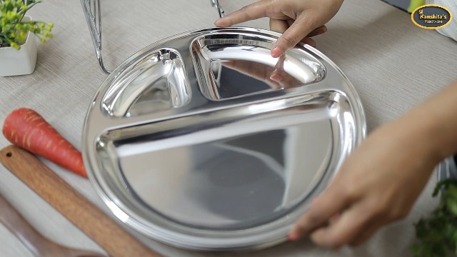 Vassoio in acciaio inox diviso per il pranzo, vassoio per alimenti, 4/5
