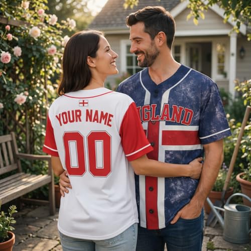 Custom England Baseball Jersey - Camiseta personalizada para fans, orgullo deportivo con número y nombre, uniforme de softball para hombres y mujeres miniatura 2