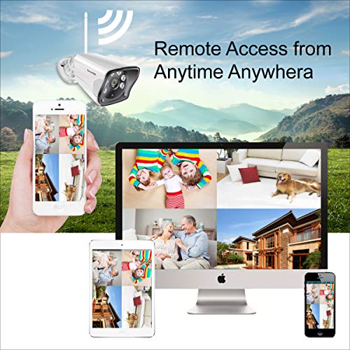 SmartSF 8CH 1080P NVR with 12- inch Monitor Wireless Surveillance Security Camera System CCTV Kit,4Pcs 1080P 2MP Weatherproof IP Camera,65ft Night Vision and Free APP Access,Motion Alert - Thumbnail 4