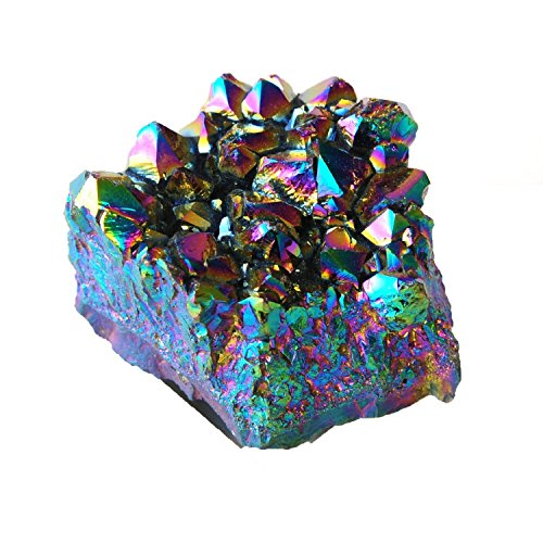 JIC Gem Titanium Coated Crystal Cluster Specimen (Rainbow, 2-2.5