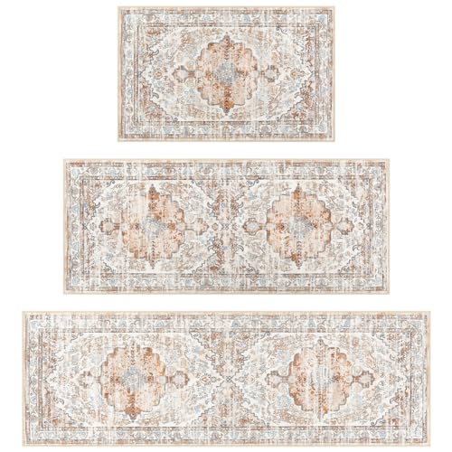 Ileading Kitchen Rugs Sets Of 3 Boho Kitchen Floor Mat Carpets Non Skid Machine Washable Kitchen Runner Area Rugs For Kitchen Floor Hallway Living Room Laundry Entryway thumb #8