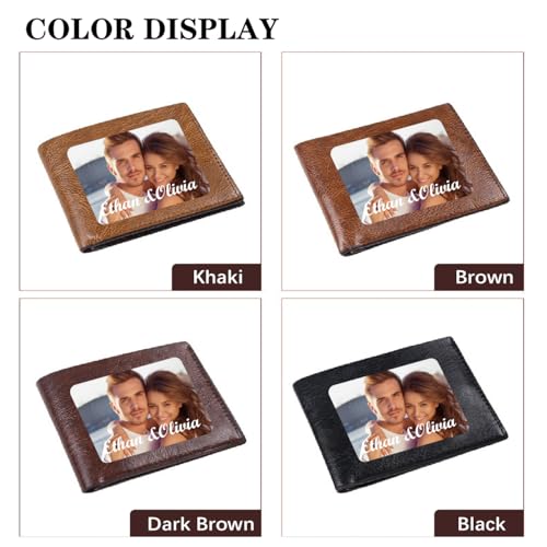 Personalized Leather Wallet with Photos Custom Wallets for Men Design Your Own Name Picture Soft High Capacity Wallet for Men Husband Bf Dad Son Uncle Friend (Printing-Long Pictures)2