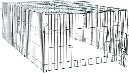 Trixie Enclosed Outdoor Run- 34 Cu. Ft., Galvanized Metal Cage, Portable Pen For Rabbits Or Guinea Pigs #TOP3