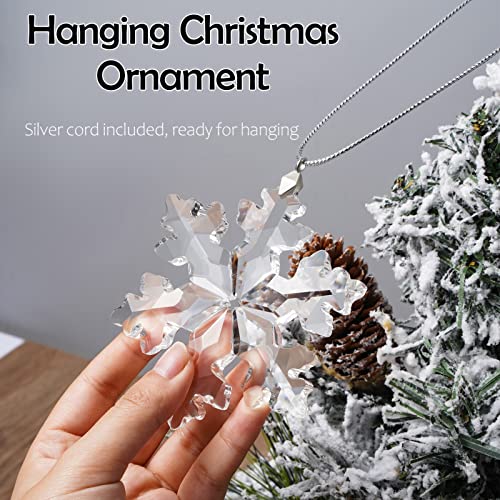 Erwei Crystal Snowflake Ornament 3.7" Winter Star Crystal Ice Elf Pendant Hanging Ornament For Christmas Winter Party Holiday Home Decor Crystal Annual Snowflake Gift For Family Friends Couple #TOP1