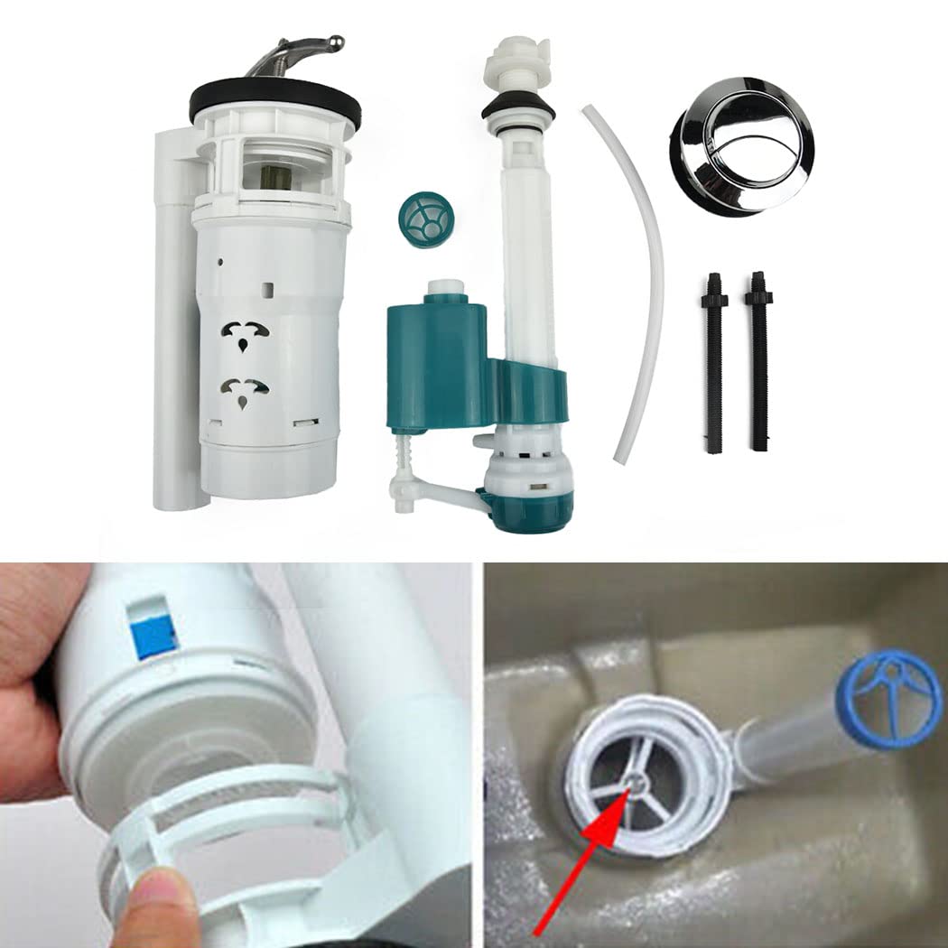 Kit de llenado de Cisterna de Inodoro, Piezas de Relleno de Cisterna de Inodoro de Doble Raso, Kit de baño Universal, Apto para Kits de reparación de Altura de Cisterna de 18 a 24 cm