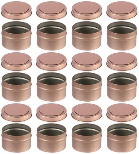 Set di 12 scatole per candele con coperchio in metallo, per realizzare candele rotonde decorative, fai da te, spezie, gioielli, polvere, caramelle, unguento, colore: oro rosa
