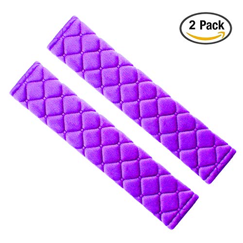 Royago 2Pcs Car Seat Belt Pad Cover, 2-Pack Black Soft Car Safety Seat Belt Strap Shoulder Pad For Adults And Children,Helps Protect Your Neck And Shoulder (Purple) #TOP1