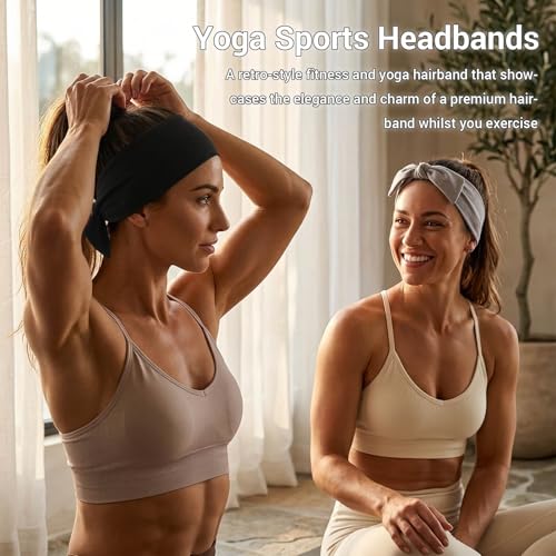 Image of DRESHOW 6 PCS Adjustable Headbands for Women Knotted Headbands Elastic Non-Slip Fashion Hair Bands for Workout Sports Running Yoga