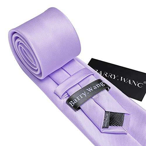 Image of Barry.Wang Plain Men Silk Ties Extra Long Satin Necktie for Wedding Business Handkerchief Cufflinks Set Solid Colors