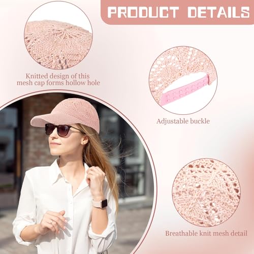 Image of Hercicy 2 Pcs Baseball Cap for Women Knit Mesh Trucker Hats Summer Breathable Outdoor Ballcap
