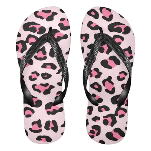 Leopard Black Pink Flip Flop Beach Summer Casual Sandal for Women & Men Shower Shoes 20861861