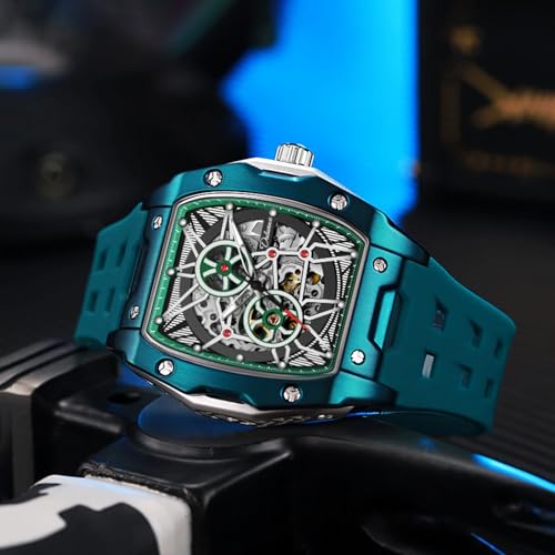 Image of Men's Watches Automatic Mechanical Wristwatch Tonneau Hollow Design 30M Waterproof Luminous Self-Winding