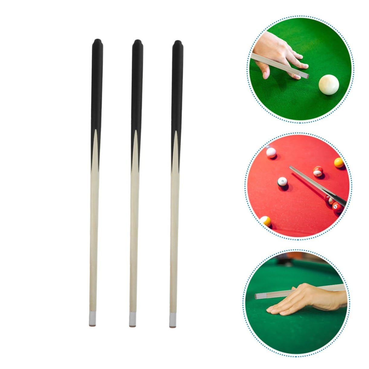 TOYANDONA Stecca da Biliardo Corta in Legno per Bambini e Adolescenti, Mini Stecca da Biliardo Leggera e Compatta, Accessorio Sportivo Salvaspazio per Giochi da Tavolo, Set da 3 Pezzi