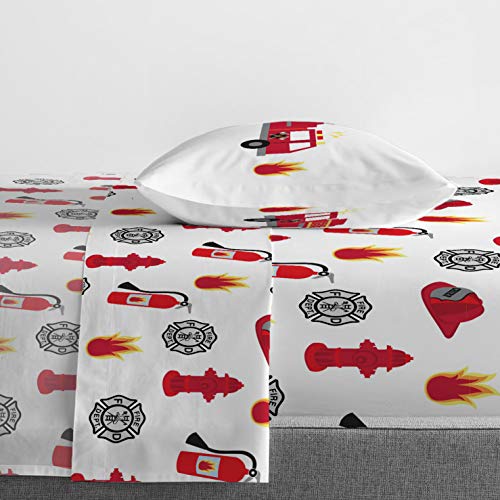Image of Jay Franco Trend Collector Go Fire Truck Go 5 Piece Twin Bed Set - Includes Comforter & Sheet Set - Super Soft Fade Resistant Microfiber Bedding
