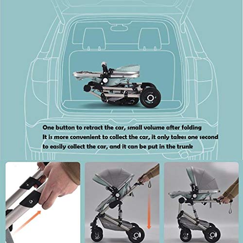 3 In 1 Kinderwagen Carriage Foldable Luxebuggy Wandelwagen Anti-Shock Springs High View Kinderwagen Kinderwagen Bugg Met Baby Basket For Pasgeboren (Color : Black) - Afbeelding 4