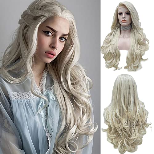 IMSTYLE Blonde Lace Front Wig Long Wave Synthetic Hair Wigs