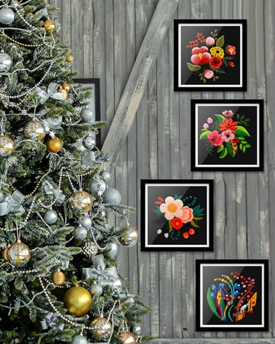Image of TINDTOP 4 Pack Embroidery Kit for Adult, Embroidery DIY Starter Kit, with Stamped Patterns, Hoop, Tools, Colorful Threads with Needles, Instructions | with Stamped Patterns, Hoop, Tools, Colorful Threads with Needles, Instructions