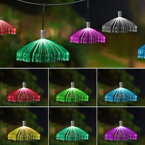 Image of AZIMOM 10PCS Fiber Optic Jellyfish Lamp 16.4ft DC12V RGB Colorful Waterproof Connectable Jellyfish Fairy String Hanging Light for Ceiling Garden Trees Christmas Party Wedding Lighting Decor