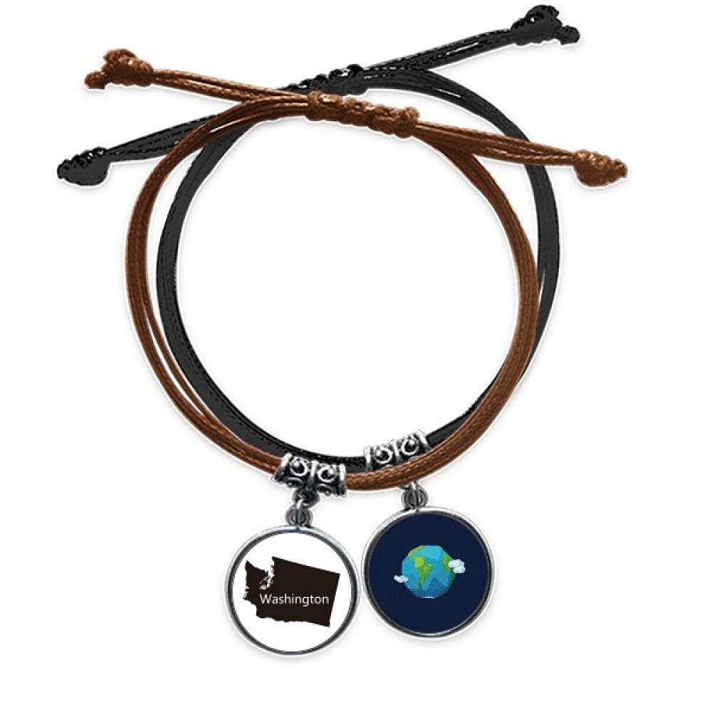 Pulsera de Washington con cierre ajustable de cuerda trenzada y cuero resistente 3