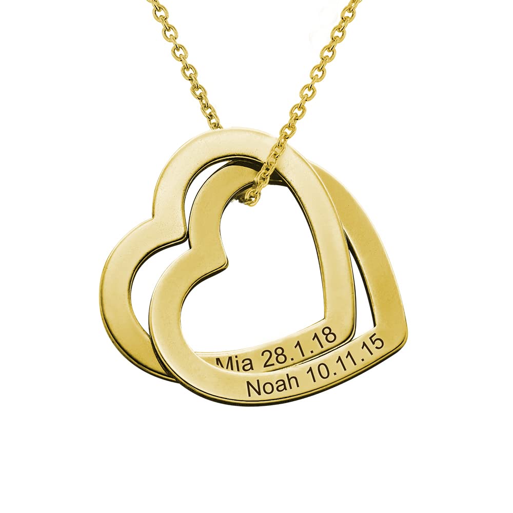 MyNameNecklace MYKA - Collar Corazones Entrelazados - Joyería para Mamá, Abuela, Novia - collar con nombre, inscripciones, letras - Regalos para mujer, Aniversario, Día del amor