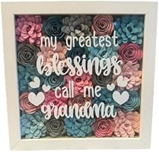 My Greatest Blessings Call Me Grandma Paper Flowers Shadowbox Frame Mother's Day Gift for Grandma