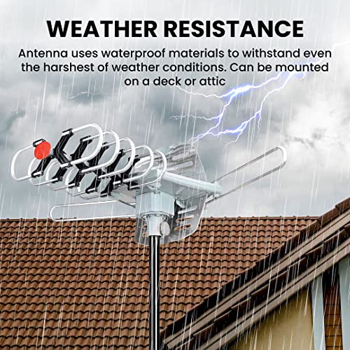 Viewtv Outdoor Tv Antenna, Amplified Hdtv Digital Antenna, Dual Output Tv Antenna, Motorized 360 Degree Rotation, Wireless Remote Control, 1080P 4K, 150 Miles Range With 40 Ft Coax Cable #TOP1