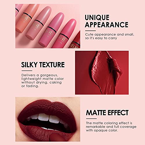 Dulele 6 Colors Of Velvet Smooth Matte Lipstick Set, Long Lasting & Waterproof Non-Stick Cup Nude Color Lip Makeup Gift Set For Girls And Women #TOP1