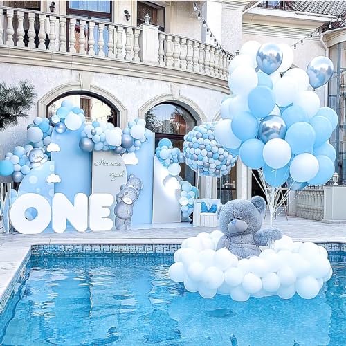 Image of PartyWoo Light Blue Balloons 50pcs Baby Pastel Sky Aqua Blue Color 12 Inch | Balloons for Birthday Gender Reveal Wedding Anniversary Baby Shower Graduation Bachelorette Party Decorations Blue-Y4