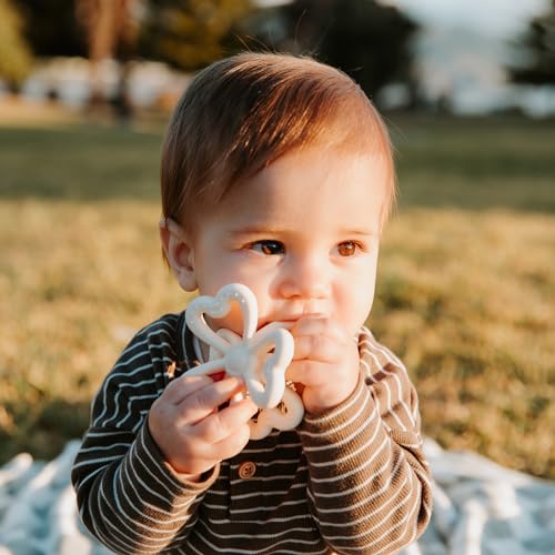 Image of Haakaa Silicone Clover Teether Toy - Food Grade Silicone Teething Toys for Babies 3-6 Months 6-12 Months, Soft & Easy Hold Chew Toy for Infant, BPA Free (Oat)