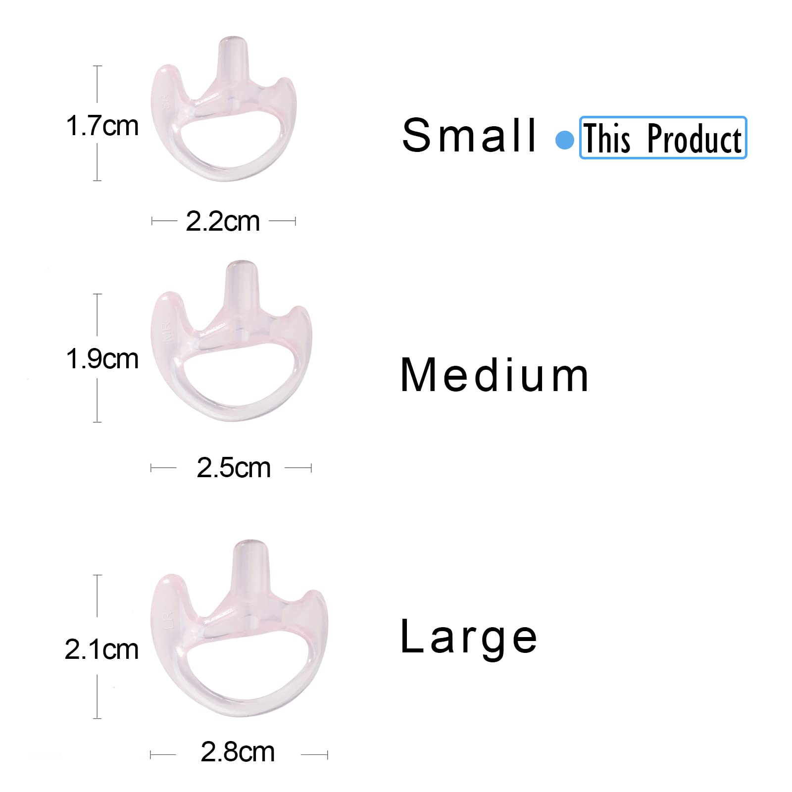 HYSHIKRA Silicon Earmold Ear pier Replacement Earmold Earbud Earplug for Motorola Kenwood Two-Way Radio Law Enforcement Earpiece Air Acoustic Coil Tube Audio Kits (Pink Small 10PCS)