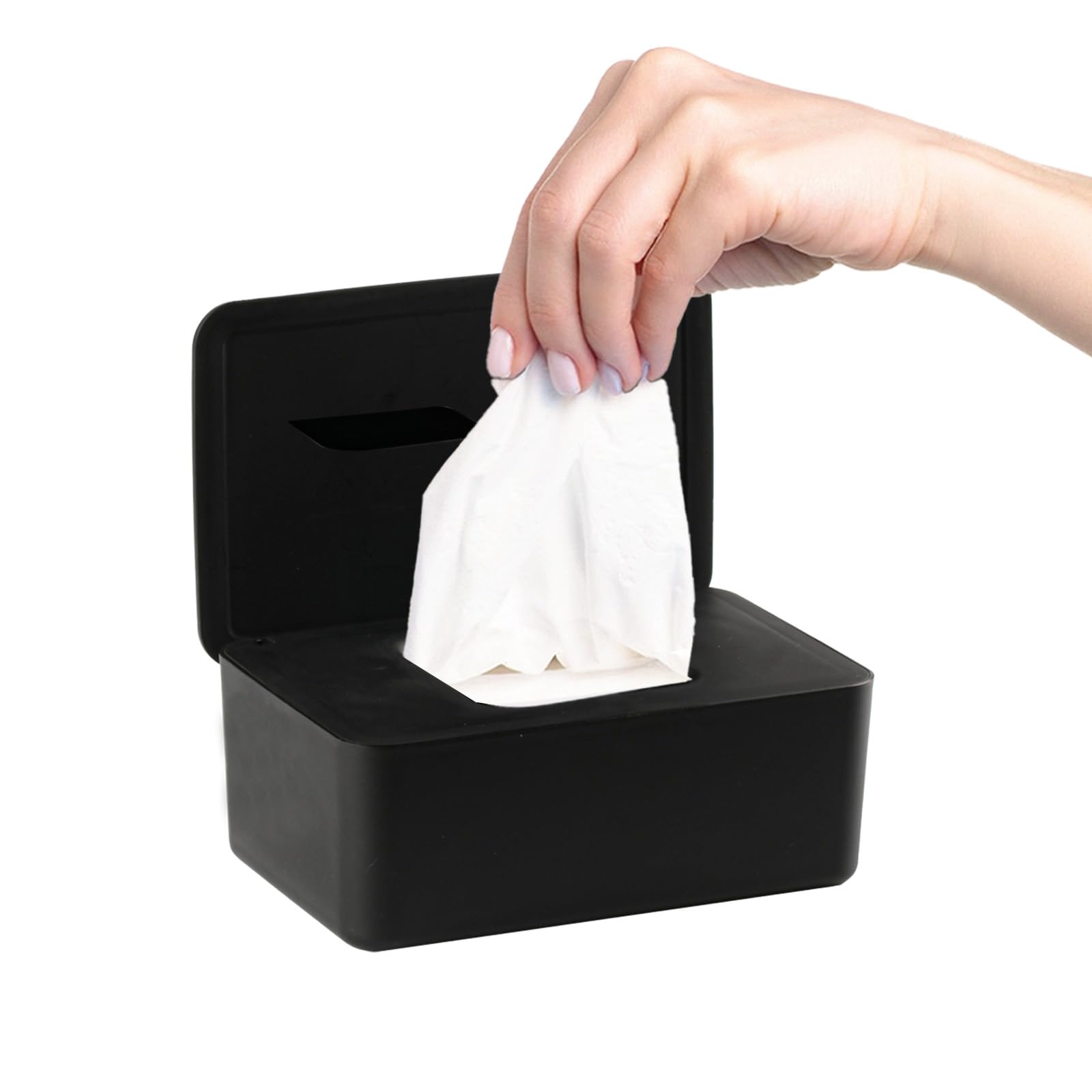 QBXMY7 1 Pcs Diaper Wipes Dispenser, Refillable Wipe Container, Wipe Container with Sealing Design Lid, Keep Wipes Fresh,Wet Wipes Cases (Black)