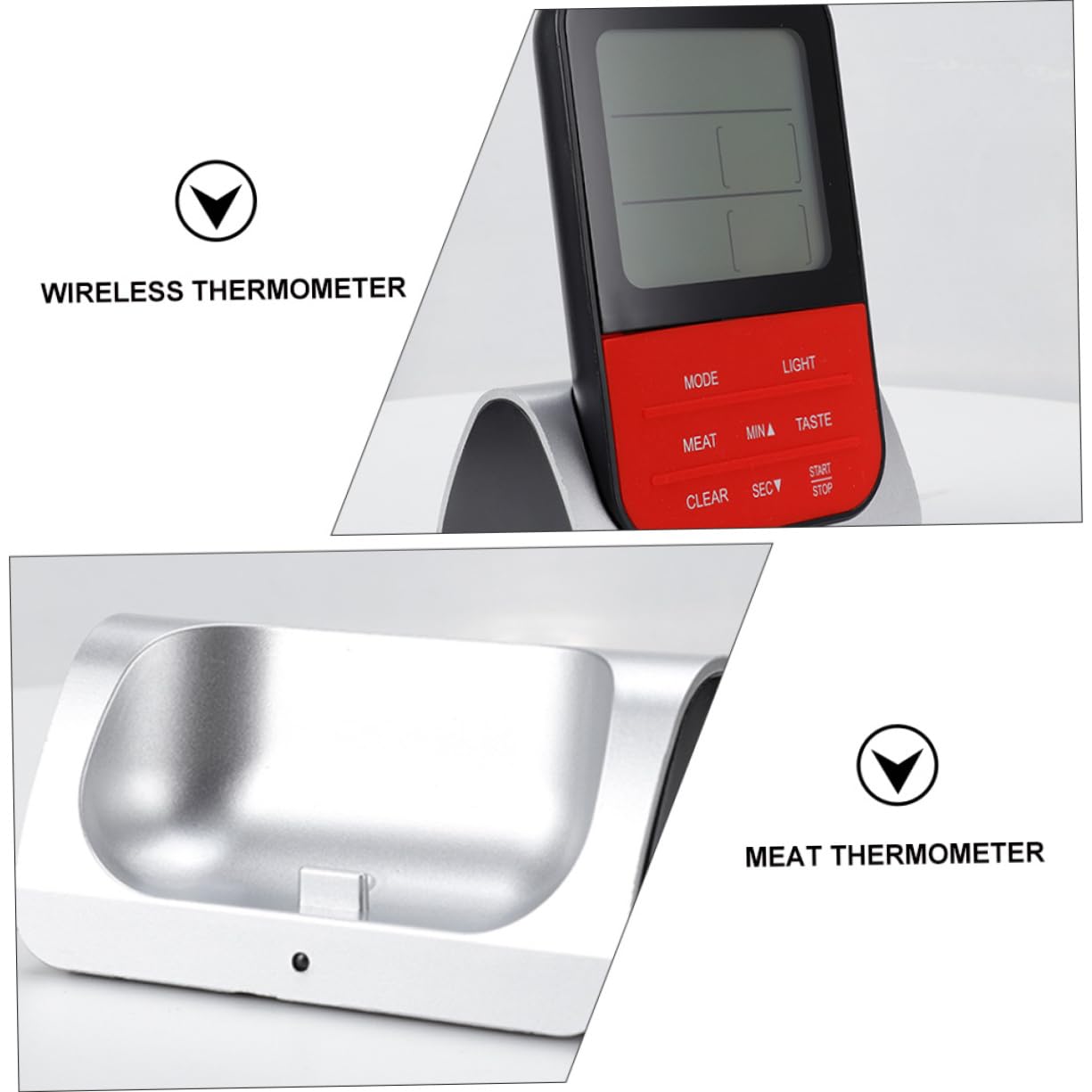 TOPBATHY Termómetro Inalámbrico para Carne y Cocina Pantalla LED y Diseño Único para Asar y Fumar