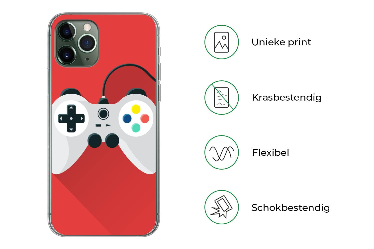 MuchoWow Funda para iPhone 11 Pro - Mando - Gaming - Rojo - Funda de Silicona/Funda Blanda para teléfono móvil
