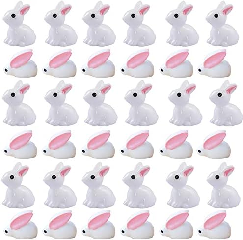 AWEELON 120PCS Miniature Rabbit Figurines, Mini Resin Rabbits Fairy Garden Miniature Moss Landscape DIY Terrarium Crafts Ornament Accessories for Home Décor