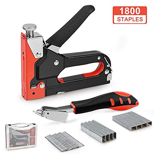Sparapunti per Legno Tappezzeria, softeen Professionale Graffatrice Manuale, Spara Punti Metallici per Legno con 1800 Graffette (Tipo D, U e T) e Levapunti per Tappezzeria, Decorazione, Mobili