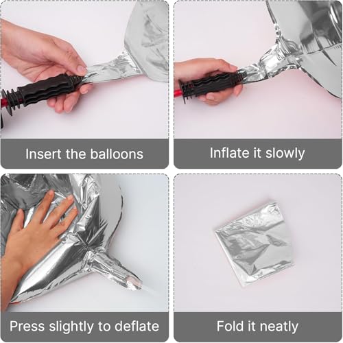 Image of 6 pcs 22Inch Silver Ball Ballons, 4D Large Foil Balloons with Metallic Star for 70s Disco Dance Birthday Graduation New Year (Silver Ball 6pcs)