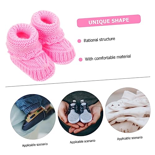 1 Pair Knitting Shoes for Kids Warm Shoes Baby Knitting Shoe Handmade Knitting Shoes Baby Shoes Booties Baby Crochet Shoes Baby Boots Yarn Spring and Autumn Pink Newborn3