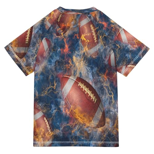 Boys Short Sleeve T-Shirts Fire Rugby Lightning Rashguard Kids Swim Shirts Sun UPF 50+2