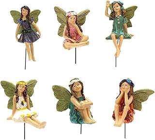 6 Pcs Garden Fairy Statue, Flower Fairy Ornaments, Fairy Garden Accessories, Resin Miniature Fairies Figurines for Garden Yard House Plant Decoration