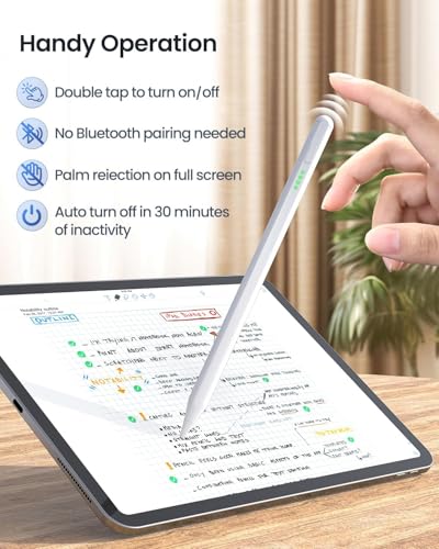 Image of Universal Stylus Pen Magnetic Adsorption for iPad 10th /9th Generation iPads with Palm Rejection, Tilt Tech, Precise Pencil for iPads 2018-2024 Pack of-1 (White)