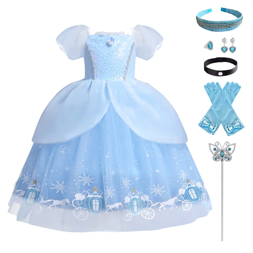 ODIZLI Little Girls Princess Dress Up Clothes Butterfly Tulle Long Ball Gown+Accessories Birthday Party Halloween Costume