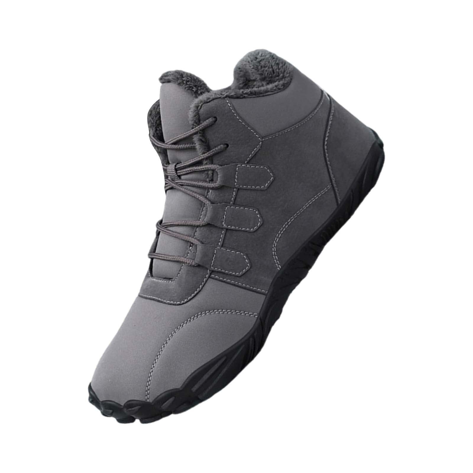 generisch Scarpe invernali a piedi nudi, comode, con calda imbottitura, con ampia scatola per dita a piedi, invernali, da uomo e da donna, con calda imbottitura, grigio., 41 EU