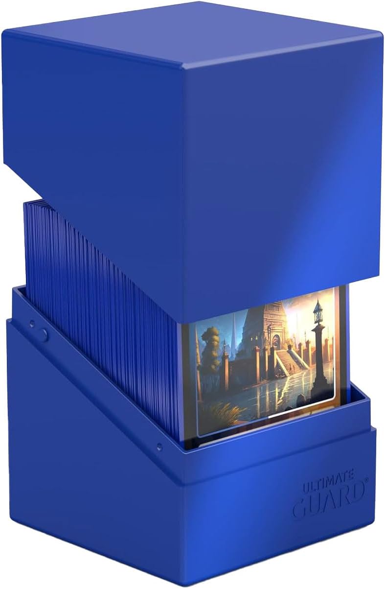 Ultimate Guard Boulder Solid 100+, Deck Case for 100 Double-Sleeved TCG Cards, Blue, Secure & Durable Storage for Trading Card Games, No Transparency