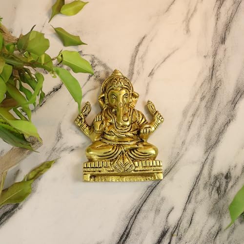 Image of Spillbox Brass Ganesh Wall Hanging |Hanging for Home |Living Room|Door Hanging Decor|Statue Sculpture for Home & Office- Brass Ganesh Wall Hanging