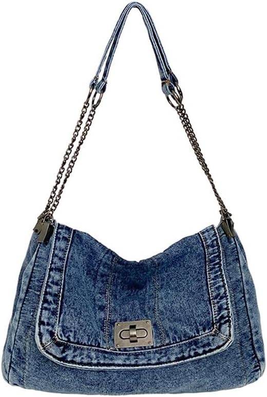 Denim Purses for Women Tote Bag, Lightweight Crossbody Purse with Multi Pockets, Large Slouchy Shoulder Bag