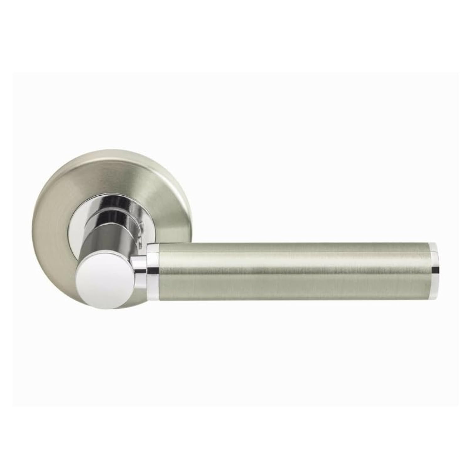 Designer Levers Dual Tone - Titania Lever On Rose Door Handle - Dual Finish - Polished And Satin Nickel - 1 Pair - Fixings Included - Interior Use