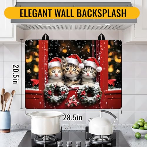 Image of NYZE Christmas Stove Top Cover for Electric Stove,Glass Stove Top Cover,Heat Resistant Glass Cooktop Cover,Stovetop Protector, Kitchen Decor,Dish Drying Mats Cover for Washer Ceramic Top 28.5x20.5 in